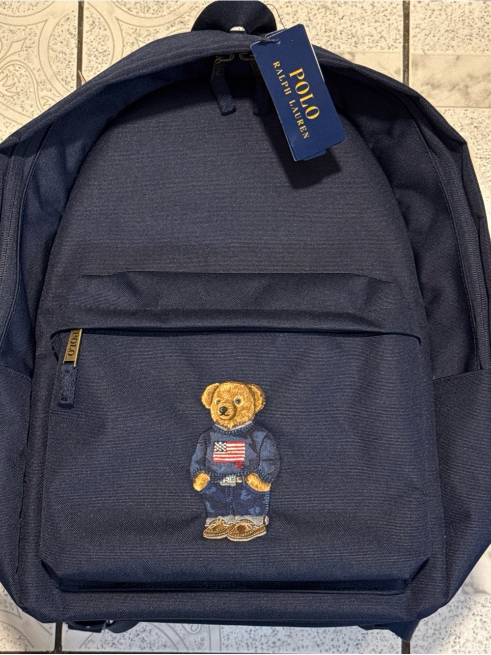 New Polo Ralph Lauren Polo Bear Canvas Backpack Newport Navy Unisex Full Size